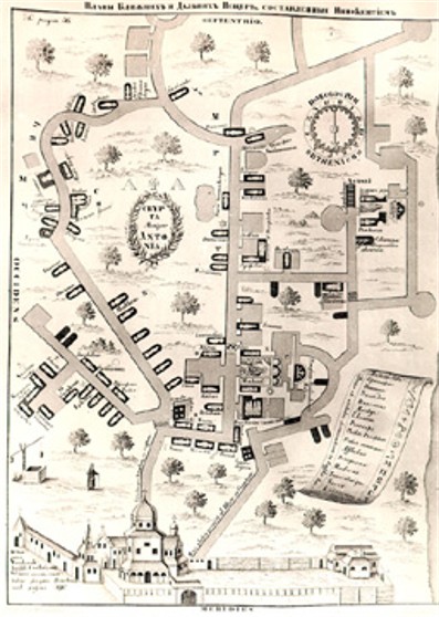 Plan of the Near Caves of the Kyivan Cave Monastery (late 17th century).